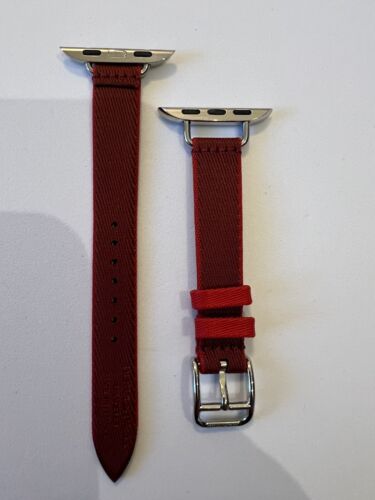 Apple Watch Hermès - 42mm Rouge Grenat/Vermillon Twill Jump Attelage Single Tour - Bild 4 von 17