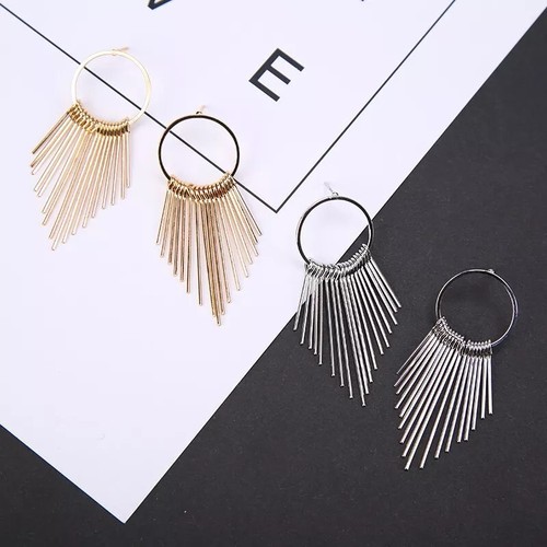 New Fashion Long Tassel Dangle Earrings Women Drop Dangle Brincos Geometric Stud - Picture 8 of 8