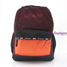 NWT Vans Sporty Realm Plus Backpack School Laptop Bag Black White Paprika Wine