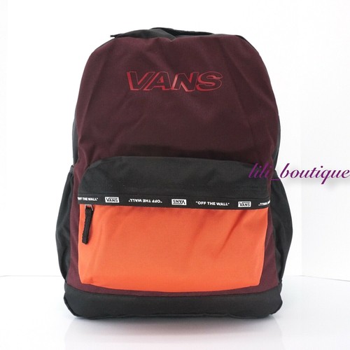 NWT Vans Sporty Realm Plus Backpack School Laptop Bag Black White Paprika Wine - Picture 1 of 11