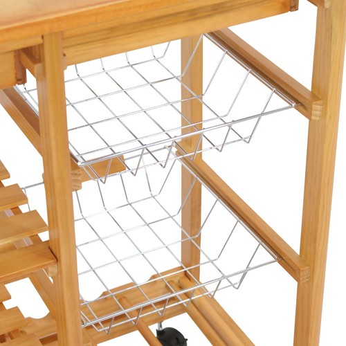 Rolling Kitchen Island Wood Kitchen Cart on Swivel Wheels with Storage Shelf - Picture 13 of 25