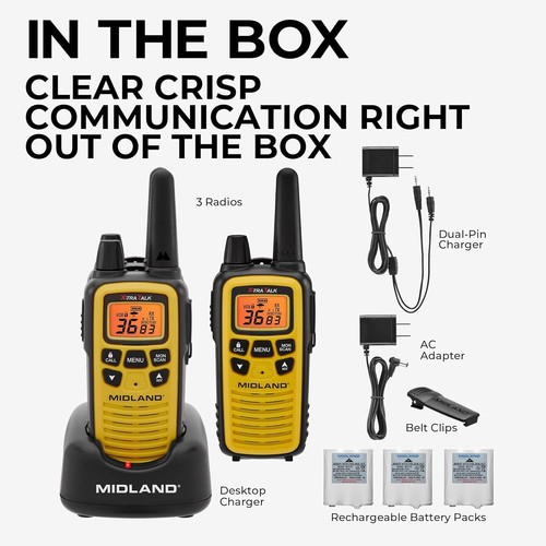 36 Channel Two-Way Radio Long Range Walkie Talkie NOAA Weather Alert 3-Pack - Zdjęcie 8 z 10