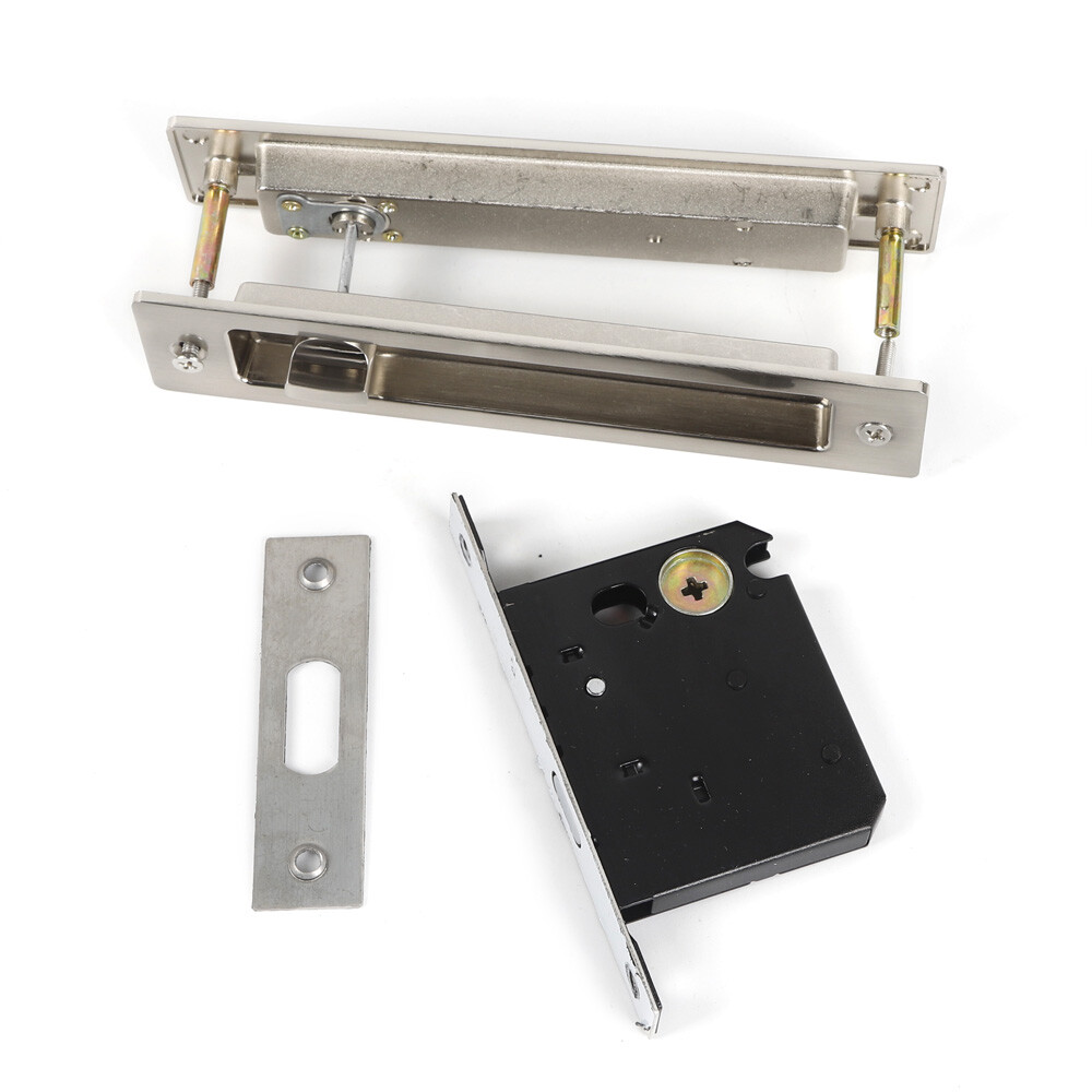 Bathroom Sliding Pocket Door Privacy Lock Pull Handles Set Hardware