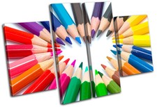 Coloured Pencils For Kids Room MULTI CANVAS WALL ART Picture Print VA