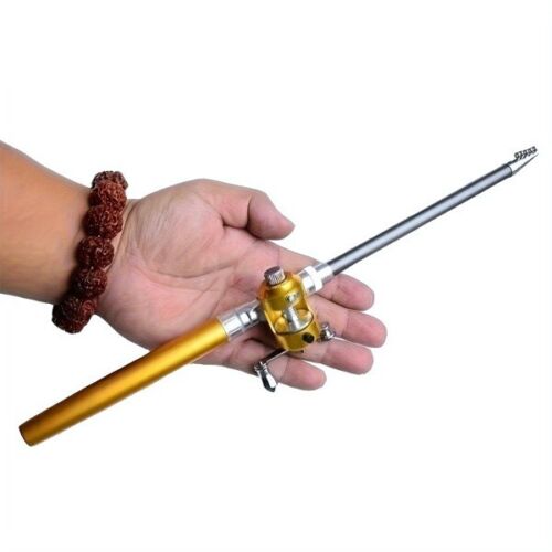 Portable Mini Retractable Pocket Fish Pen Aluminum Alloy Fishing Rod Pole + Reel - Picture 2 of 7