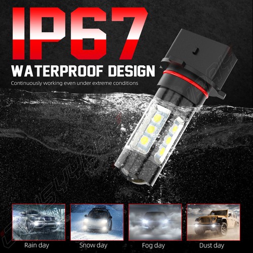White P13W LED Bulbs Daytime Running Lights Fog Lamps for Chevy Camaro 2010-2015 - Foto 7 di 12