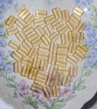60 Total Pale Yellow Glass Loose Beads 1/2" Rectangle Shape Drilled