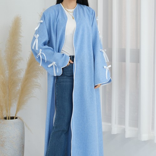 Muslim Abaya Kaftan Open Dress Women Saudi Arab Dubai Cardigan Kimono Loose Robe - Imagen 137 de 215