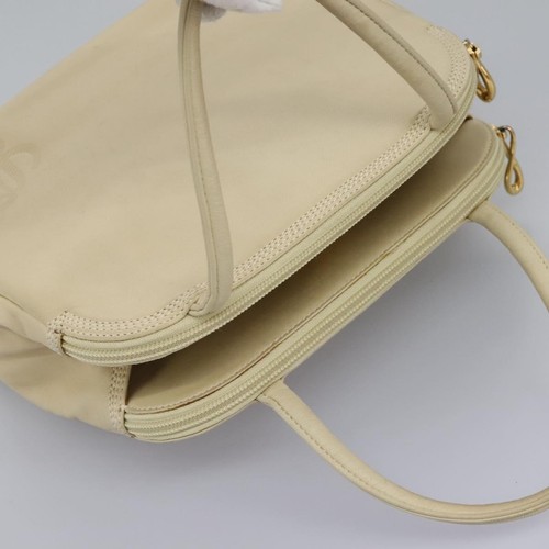 LOEWE Anagram Hand Bag Leather Beige Auth 113908 - Imagen 6 de 24
