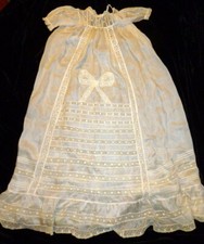 Antique 39" Silk  Lace Baby Christening Dress for Large Doll Dress