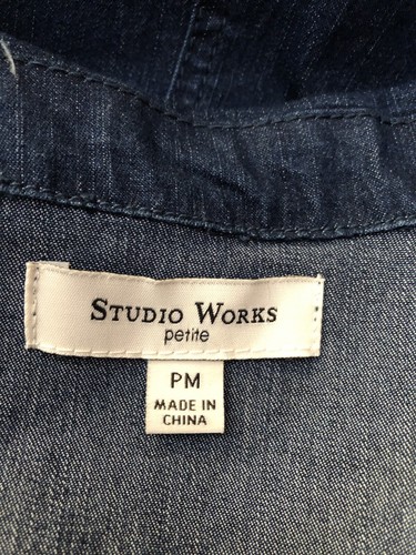 Studio Works Women Petite Dark Blue Denim Zip Jacket Size PM NWT Retails $58-393 - Picture 6 of 8