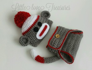 crochet sock monkey hat
