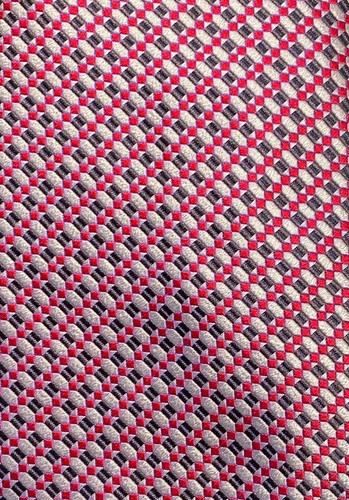 Enzo Bella Geometric Red Gray Black Men's Necktie 100% Silk Made In Italy - Picture 7 of 10