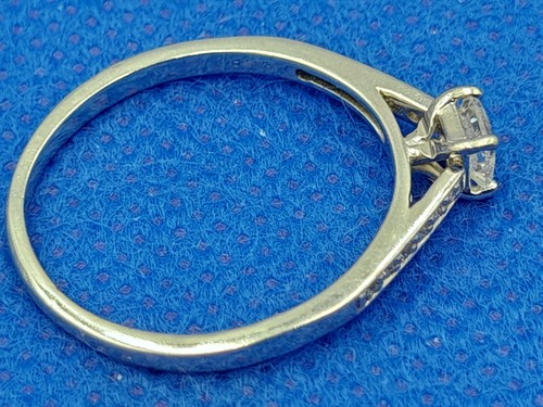 Platinum 950 Diamond 0.36 Carat Ring Princess Solitaire + Accents Size Q 3.2g - Picture 6 of 18