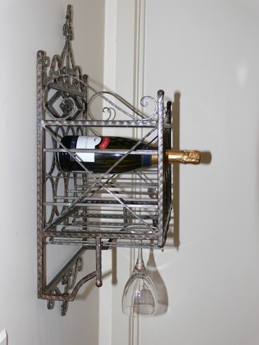 French WROUGHT IRON WINE RACK display ANTIQUE BROWN NEW - Picture 8 of 9