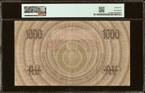 Netherlands 1000 Gulden 24.9.1938 Pick-48* Replacement AV102345 Very Fine PMG 35 - Picture 2 of 2