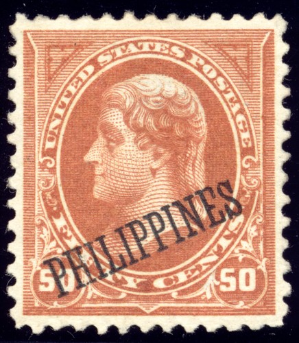 Filipinas 219 50c Thomas Jefferson 1899 sobreimpresión PSAG grado 85 OG bisagras - Imagen 1 de 3