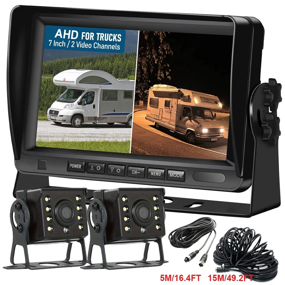 AHD Rear&Side View Backup Camera Heavy Duty Vehicle 7" Monitor DVR Recorder - Image 4 of 4