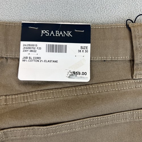 Jos A Bank Corduroy Cotton Pants Slim Fit Men's 38X30 Taupe NWT - Picture 3 of 12