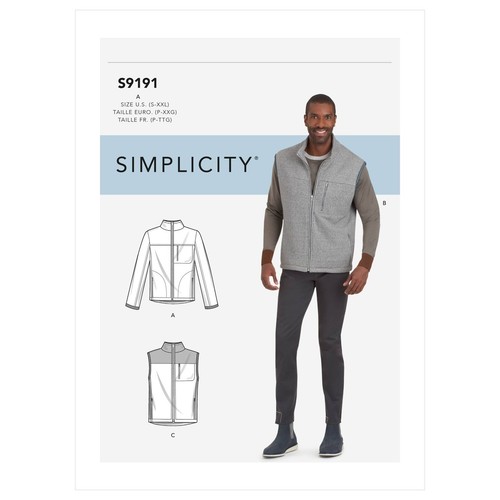SIMPLICITY 9191 MEN'S VEST & JACKET Sewing Pattern Vest Tie Size S-XXL   34-52 - Picture 1 of 6