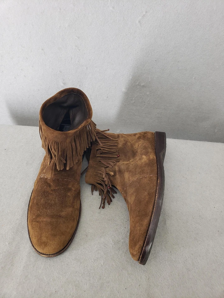 Botas Barneys New York Mujer 38 Gamuza Flecos Western Tobillo Hechas en Italia US7 Foto 4 de 4