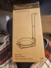 NEW Pampered Chef Spoon Rest Chrome & Ceramic Spoon Ladle Holder #1678