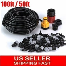 100/50FT Water Mister Nozzles Outdoor Misting Cooling System Garden Irrigation