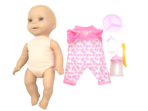 Spinmaster Luvabella Mealtime Magic Mia 12 Zoll interaktive Puppe Gummi Gesicht