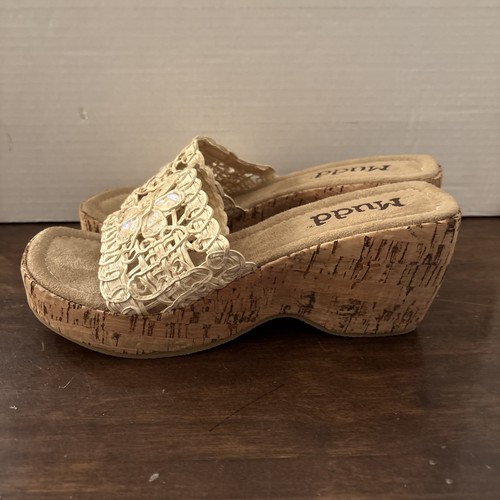 Mudd Brand Cork Platform Wedge Chunky Sandals Womens Size 8 M Vintage Light Pink - Picture 7 of 10