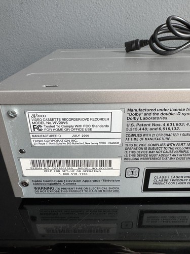 Grabadora DVD/VCR Funai SV2000 WV20V6 4 cabezales Hi-Fi- DVD/VHS combo + cable probado - Imagen 4 de 6