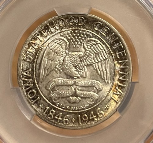1946 CAC MS67 Iowa Silver Commemorative Half Dollar - Picture 3 of 5