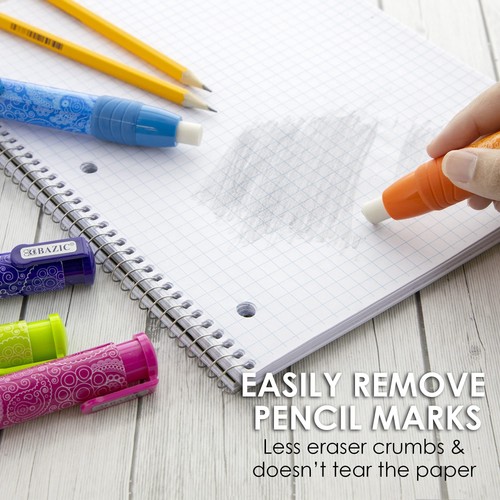 BAZIC Retractable Stick Erasers Paisley, Mechanical Pencil Eraser, Large Size... - Picture 5 of 7