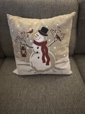 Snowman Holiday Pillow Lights Up Christmas Decor Winter Holiday Home Decor 
