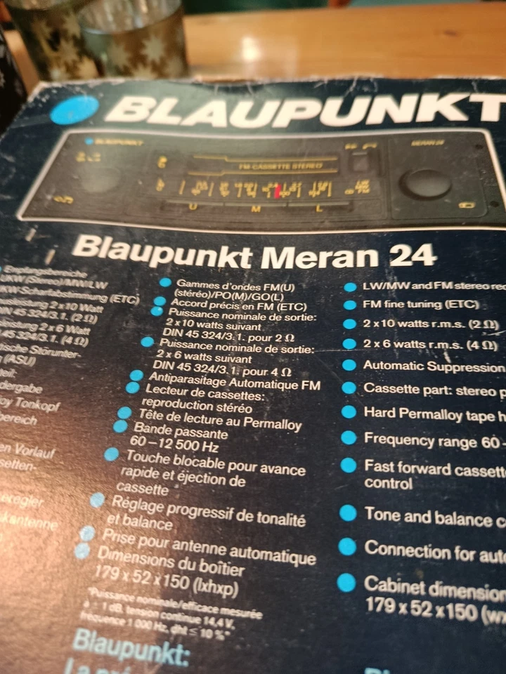 Meran 24 Blaupunkt Autoradio Kassetten  Oldtimer Ovp Sammlerstück Nie eingebaut - Bild 4 von 4