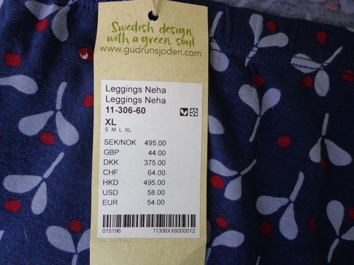 BNWT Gudrun Sjoden blue floral mircomodal leggings Neha XL - Picture 6 of 9