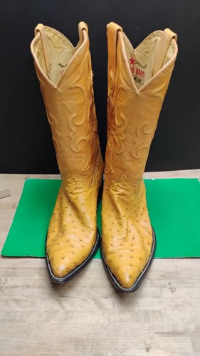 LOS ALTOS MEN BUTTERCUP GENUINE FULL QUILL OSTRICH WESTERN BOOT J-TOE SZ 10 EE - Picture 1 of 21