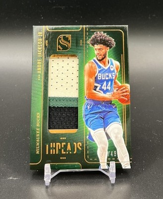 2024-25 Panini Silhouette Andre Jackson Jr. Threads Patch #/49 Bucks 3 Color 