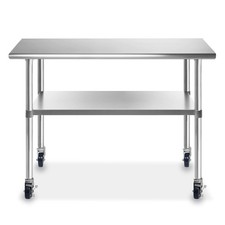24" x 48" Stainless Steel Kitchen Restaurant Prep Table with Casters