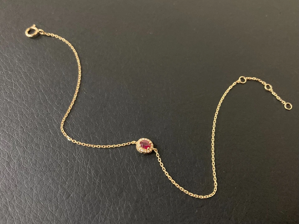 18K Gold Natural Ruby Diamond Bracelet 7 Inches - Image 4 of 4