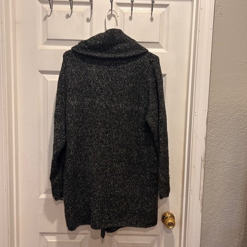 H&M Divided Gray Knit Cardigan Moto Asymmetrical Zip Up Oversized Large - Picture 6 of 8