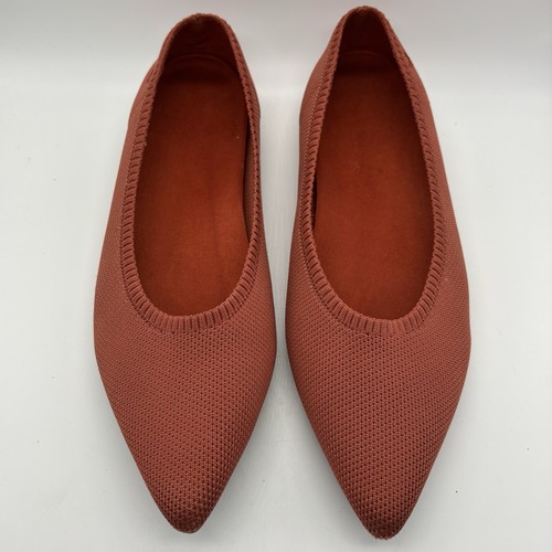 Vivaia Pointed Toe Ballet Flats Orange Comfort Slip On Knit Sz EU 41 / US 9.5 - Picture 2 of 9