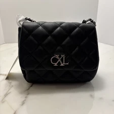 Christian Lacroix black quilted vegan leather chain shoulder Purse $88 Valo CXL