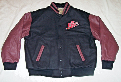 SAXON Leather & Wool DR PEPPER  Football Bomber Varsity Jacket Size L