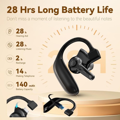 Hearing Aids, Bluetooth Aids for Seniors with Noise Cancelling Black - Picture 3 of 8