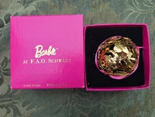 Barbie F.A.O. Schwarz Gold Finish Christmas Ornament 2" Diameter w Box