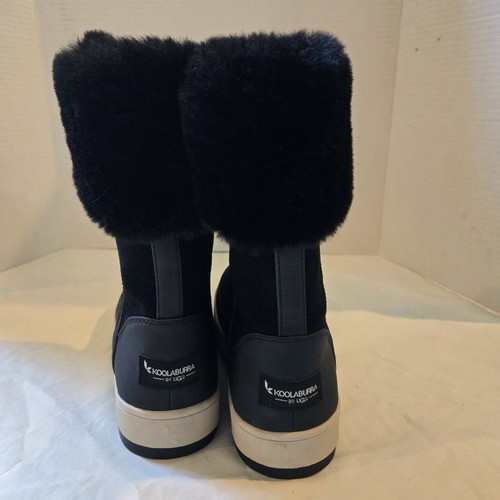 Koolaburra UGG Women's Tynlee Suede Fur Boots Black & White Sz 6 EUC 1105889 - 第 2/7 張圖片