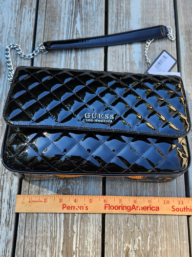 Guess Crossbody Bag Womens Quilted Patent Faux Leather Chain Purse PAT70920 - Picture 15 of 15