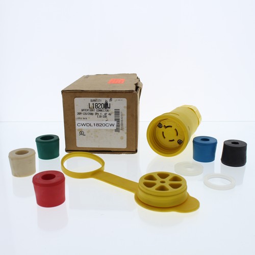 Cooper Industrial Watertight Twist Locking Connector NEMA L18-20R 20A 3Ø L1820CW - Picture 1 of 7