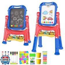 Amagoing Art Easel for Kids Age 3 4 5, Adjustable Standing Toddler Easel Draw