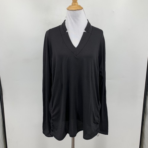 Lucky In Love Bluse Damen XL Extra Large Schwarz Vaportex Kerbe V-Ausschnitt - Bild 2 von 9